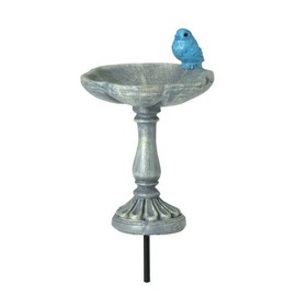 Miniature Bird Bath w/Blue Bird Pick Miniature Fairy Garden Bird Bath GO 17914 for Garden, Patio, Deck, Porch, Terrarium, Dollhouse - Yard Art Decoration.