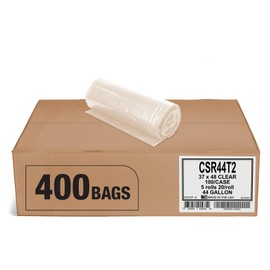 Aluf Plastics 44 Gallon 1.5 MIL (eq) Clear Heavy Duty Garbage Bags - 37" x 48" - Pack of 400 - for Industrial, Recycling, Storage, & Outdoor