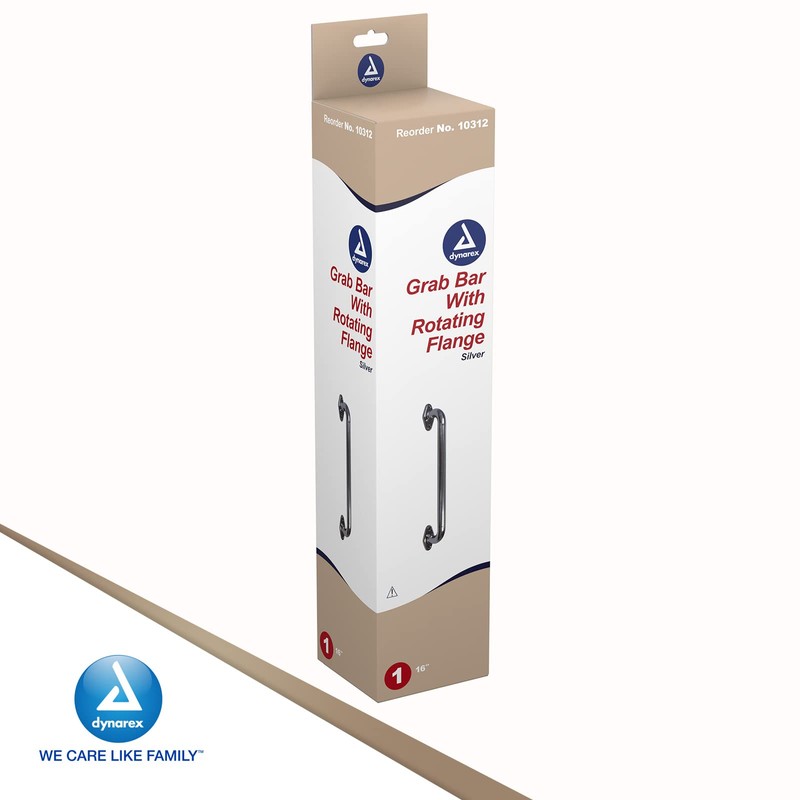 Dynarex Rotating Flange Knurled Grab Bar-16 Inch, Stainless Steel with