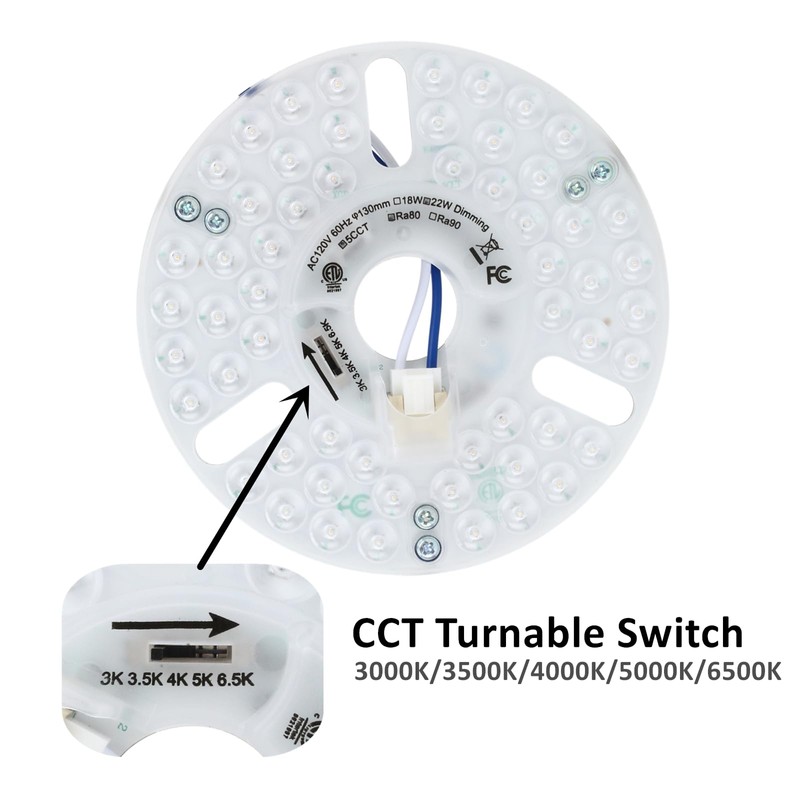 SATZOL Ceiling Fan Lamp Replacement Light Panel, 22W 2640LM, 5CCT