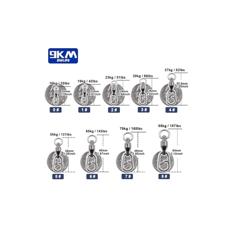 9KM DWLIFE Ball Bearing Swivel with Oval Split Rings -
