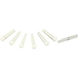 Graph Tech PP-1100-01 TUSQ Traditional Style Bridge Pin Set - White with No Dot (set of 6) + Graph Tech PQ-9280-C0 TUSQ