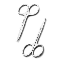 AOEVUIR 2 x Care Professional Stainless Steel Nail Scissors, Hairdressing Scissors, Eyebrow Scissors, Nose Hair Scissors, Ear Scissors, Safe Skin Scissors