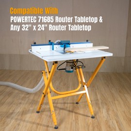 POWERTEC Folding Work Stand for Router Tabletop - Adjustable Height 32.7" to 35", Heavy Duty Steel, Portable Workbench Stand (UT1010)