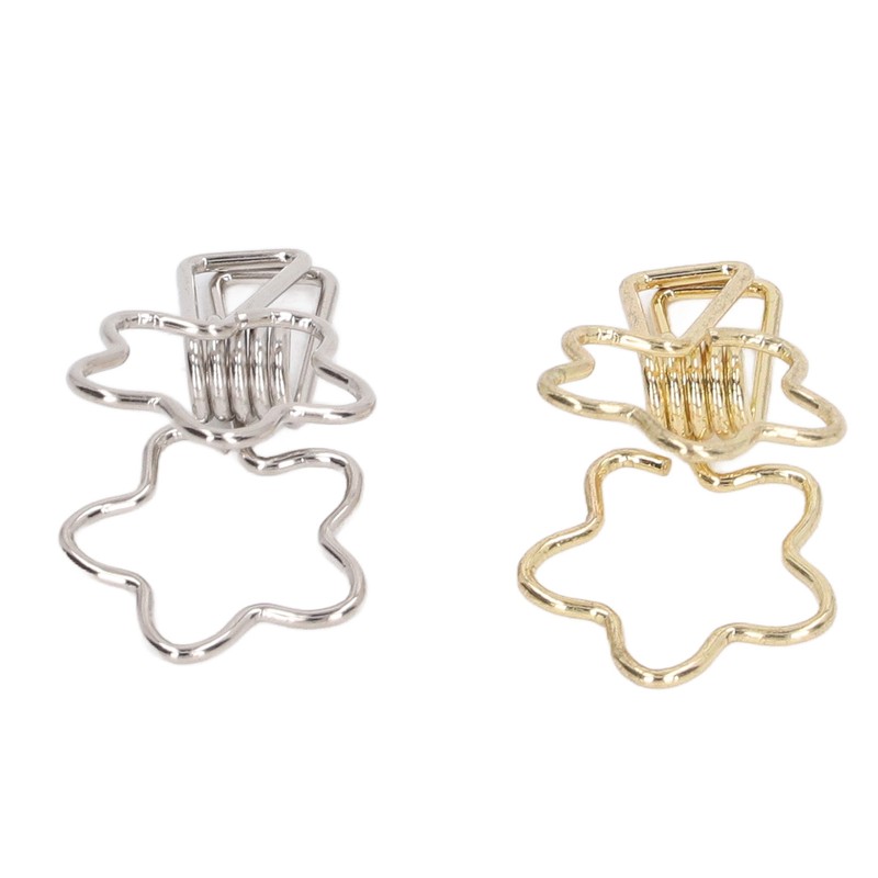 100pcs Binder Clips Gold Silver Flower Shape Metal Hollowed Long