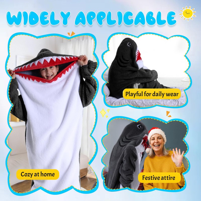 ZLHETWT Shark Blanket, Shark Blanket Hoodie, Shark Onesie Blanket, Comfortable