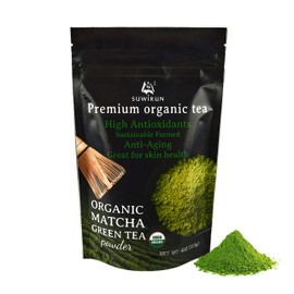 Suwirun Organic Matcha Green Tea Powder 4oz / Japanese Premium Culinary Grade Organic Matcha Powder - Natural Unsweetened Rich Flavor Macha Powder Boba Tea Powder Latte Smoothie Antioxidants - 1 Pack