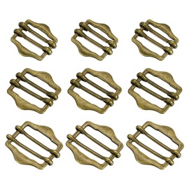 uxcell 9Pcs Metal Slide Buckles, 3 Sizes Double-Pin Webbing Strap Roller Adjuster, Slider Buckle Tightener for Suit Belt Cloth Bags Replacement Part, Bronze (15mm,20mm,25mm)