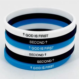 GOD IS FIRST BRACELET, GOD IS FIRST SECOND Inspirational Bracelets, Bible Verses Christian Faith Rubber Bracelets for Men Women (2 Sets D)