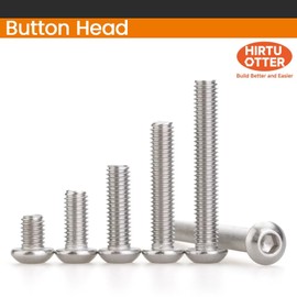 1/4"-20 x 3 (10 PCS) Button Head Socket Cap Screws, 304 Stainless Steel (18-8), Fully Threaded, Inch Thread - Hex Allen Drive - for Furniture, DIY, 3D Printing, Industrial & Tools