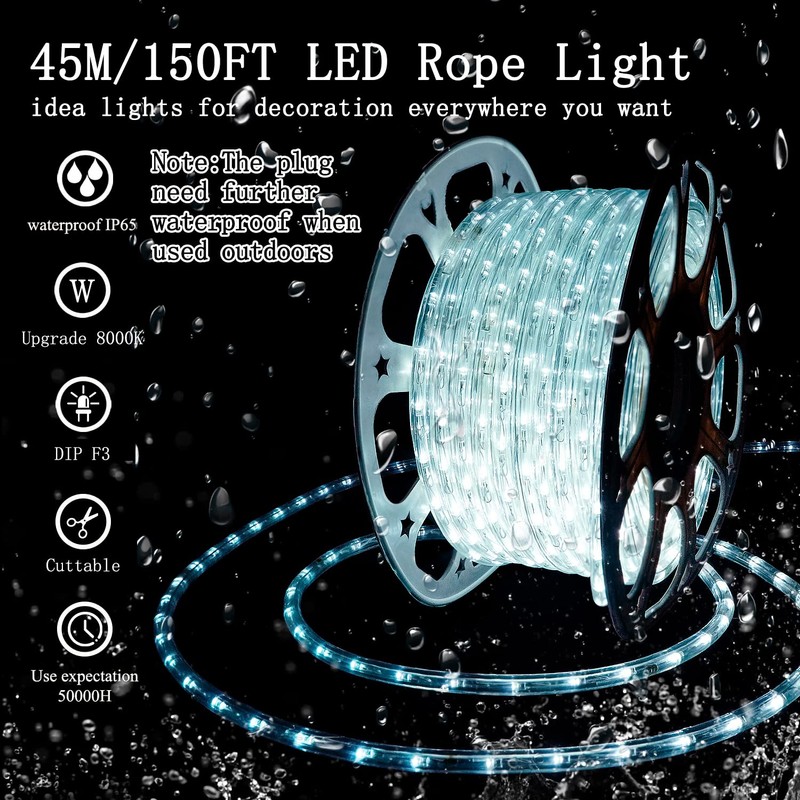 SURNIE LED Rope Lights Outdoor Waterproof: 150FT LED Rope Lighting