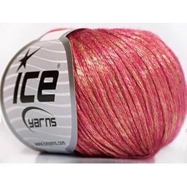 Rock Star, Gold, Pink, Metallic Shine, Soft Nylon Merino Wool Acrylic Blend Yarn, 50 Gram