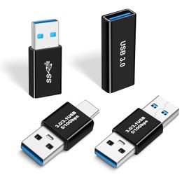 HAUXGOGO USB to USB C Adapter (4-Pack), Charging, High-Speed Data Transfer and OTG Converter Cable Extension Compatible with Phone/Tablet/Laptop and More Type C Devices