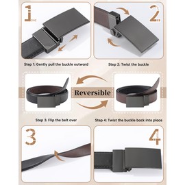 Kajeer Reversible Kids Belts for Boys,Durable PU Metal Buckle Leather Belt Black Coffee Color Toddler Belt Youth Belt for School Uniform Casual Wear(Gunmetal,Fit Waist: 29"-34")