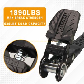 XSTRAP STANDARD Ratchet Tie Down Straps - 4 Pk - 1'' x 15 Ft - 630 Lbs Load Cap 1890 Lbs Break Strength-Cargo Straps with Padded Handles & Coated S Hook W/Safety Clip for Motorcycle, Truck (Black)