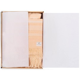 Selin´s - Sauna Towel (Beach Towel) - Includes Gift Box Plus Sweat Towel - Absorbent, Quick-Drying, Compact - Apricot