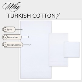 TEXTILOM 6 Pcs Bath Towel Set – Hotel and Spa Quality & Soft & Absorbent & Quick Dry Bath Towels for Bathroom –100% Turkish Cotton Bathroom Towels Set (2 Bath Towels,2 Hand Towels,2 Washcloths)-White