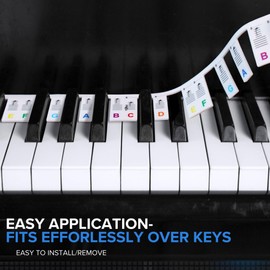 H&M Sound Mart Piano Keyboard Note Labels - 3-in-1 Design with Tone, Singing, and Pentatonic Names - Nano Adhesive, Removable - Compatible with 88/61/54/49 Keys for Beginners & Teachers (Rainbow)