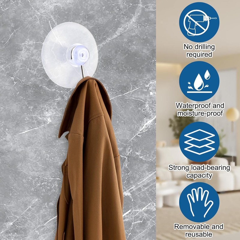 ALLBASA Wall Hooks Suction Cup Small Plastic Suction Cup Round