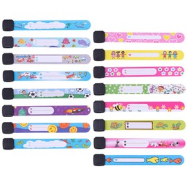 KALOLINNA Info Bands, Set of 16, Anti-lost Bands, Newborn ID Bands, Various Patterns, Waterproof, Child Information, Stray Tags, Info Bands, Link Safety, Cute, Buckle for Kids, Adjustable, Outdoor