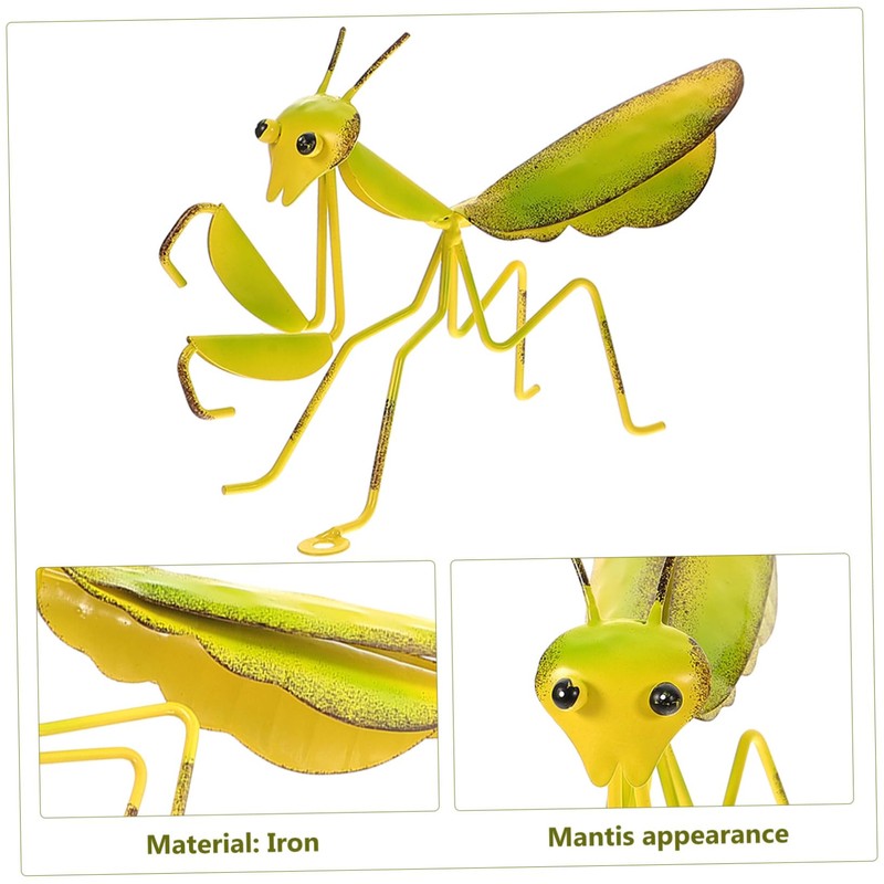 Gatuida 3 Pcs Mantis Shape Iron Garden Ornament Vivid Hanging