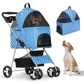CAAP DRIVEN 3-in-1 Pet Stroller - Convertible Carrier & Car Seat with Cup Holders & Storage Basket for Medium Dogs, Foldable Jogger Design, CAAP-DGS-B78-BLD