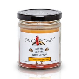 Gobble, Gobble Deez Nutz - Thanksgiving Edition - Banana Nut Bread Scented 6 Ounce Jar Double Pour Candle- 40 Hour Burn Time