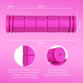 URAQT Children's Bicycle Grips, 22 mm Handlebar Grips, Bicycle Children with Highest Safety, Impact Protection, Children's Bicycle Grips Rubber Grips for Scooter, Tricycle, Children's Bike, Pink