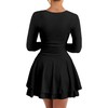 Kaximil Women's Square Neck Ruffle Hem Mini Dress Ruched Waist