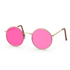 TK Gruppe Timo Klingler Hippie Glasses Sunglasses Round Pink Accessories for Fancy Dress and Carnival - 70s 80s Accessories such as John Lennon