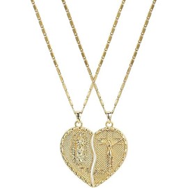 Mytys Te Amo Necklace Love of Virgen Mary Necklace Couples Heart Necklace Gift for Valentine's Day (Gold + Gift Package 2)