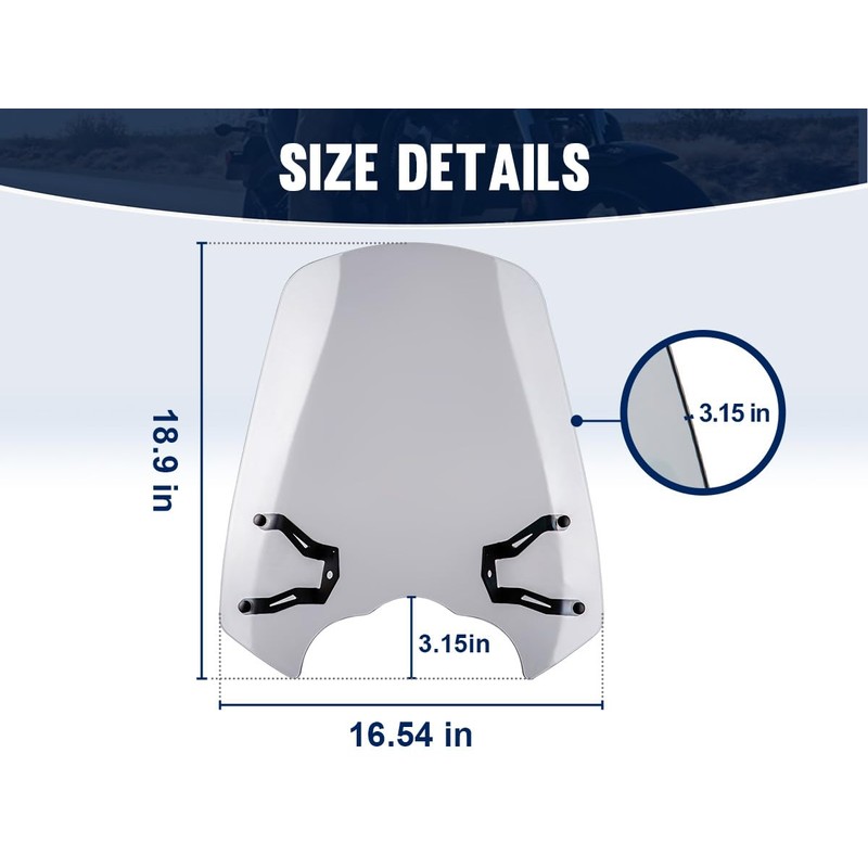 Motorcycle Windshield Deflector with Bracket Windscreen Fit for Vulcan S