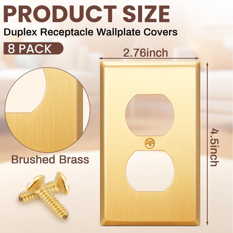 Zonon 8 Pack Gold Outlet Covers 4.50 x 2.76 Duplex