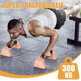 Cioquli 2 x push-up handles, 25 cm wooden handstand parallettes with non-slip rubber buffer, joint-friendly calisthenics equipment for fitness training, push-ups, upper body training