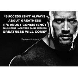 Mark Mountford, Dwayne Johnson (The Rock) Autographed Motivational Quote Poster, Living Room Decor