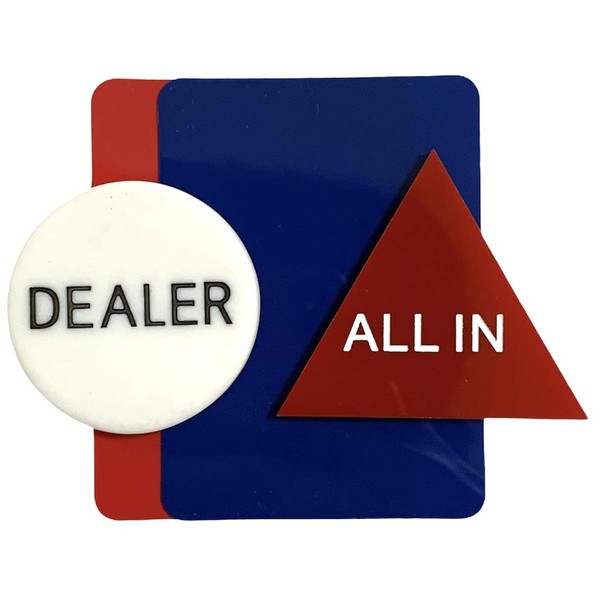RedAces Dealer Button Set Poker Texas Hold'em (1 Button, 1 ALLIN Marker, 2 Cut Cards (Poker Size))