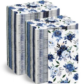 100 Pack Navy Blue Floral Napkins Disposable Hand Towels, Disposable Paper Guest Napkins Decorative Paper Towels for Bathroom Wedding Birthday Baby Shower
