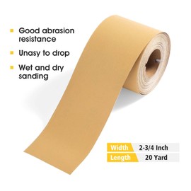 S SATC 400 Grit Sandpaper Roll Self Adhesive Backed Sandpaper 1 Roll Long PSA Sander Paper Roll Aluminum Oxide Gold Sandpaper for Automotive and Woodworking