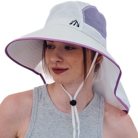 Womens Sun Hat UV Protection Fishing Hat Foldable Waterproof Fishing Hat Women Wide Brim Gardening Hat with Neck Flap Off-White