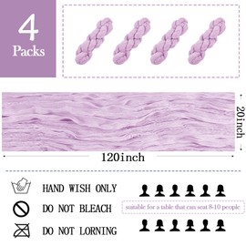 4 Pack Lavender Cheesecloth Table Runner 20 x 120 inch Gauze Table Runners 10 FT Long,Semi Sheer Boho Cheese Cloth Fabric Table Runner Bulk for Wedding,Party,Baby Shower,Bridal Shower Decoration