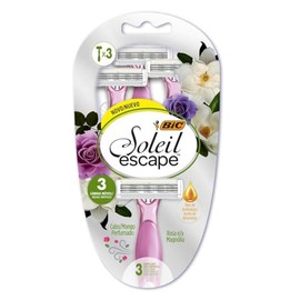 Rastrillo BIC Soleil Escape Rosa Magnolia para Mujer Banda Hidratante con Aceite de Almendra Tres Navajas Móviles que se Adpatan a tu Cuerpo 3 Piezas