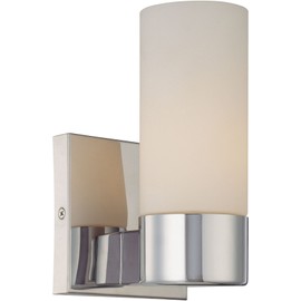 Minka Lavery Wall Sconce Lighting 6211-77, Wall Sconces Reversible Glass Damp Bath Vanity Fixture, 1 Light, 60 Watts, Chrome