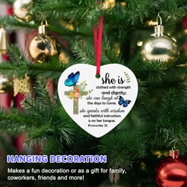 Christian Christmas Ornaments Christian Gifts for Women Bible Verses Ceramic Ornament Inspirational Gift for Girls Daughter Friends Sisters Cousin Coworker Baptism Faith Gifts Spiritual Religious Gift
