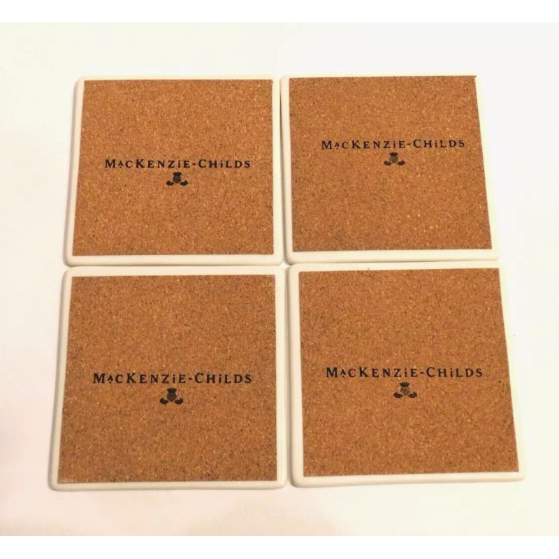 MacKenzie-Childs Mackenzie Childs Vino Alfresco Ceramic Coasters, Boxed Set Of