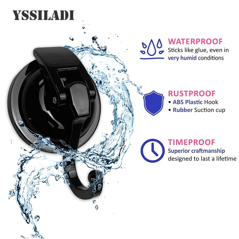 YSSILADI Heavy Duty Vacuum Suction Shower Hooks - Glass Suction