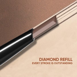 VEECCI Diamond Eyebrow Pencil - Long Lasting & Smudge-proof, Dual-Ended with Soft Brush - Vegan Formula for Microblading Effect Brows (Black)
