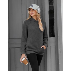 Zeagoo Soft Hoodies for Women Oversized Midweight Fleece Sweatshirt Kangaroo Pocket Loose Fit Casual Athletic Workout Pullover, Dark Grey XX-Large