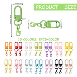 Sxutop 30 Stück Bunte Hummer Haken Mini Schlüsselanhänger Ringe Karabinerhaken Schlüsselanhänger 360° Drehbar Karabinerverschlüsse Hummerhaken für DIY Tasche Schlüsselband Rucksack Gurt Zubehör