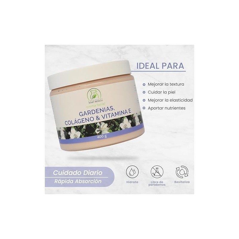 Crema facial y corporal de gardenias con colágeno y vitamina