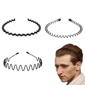 Metal Headbands,3 Pcs Men Headbands Women Hair Bands,Spring wave headband,Anti slip sports headband,Unisex Sport Fashion Hair Band Accessories for Women and Men